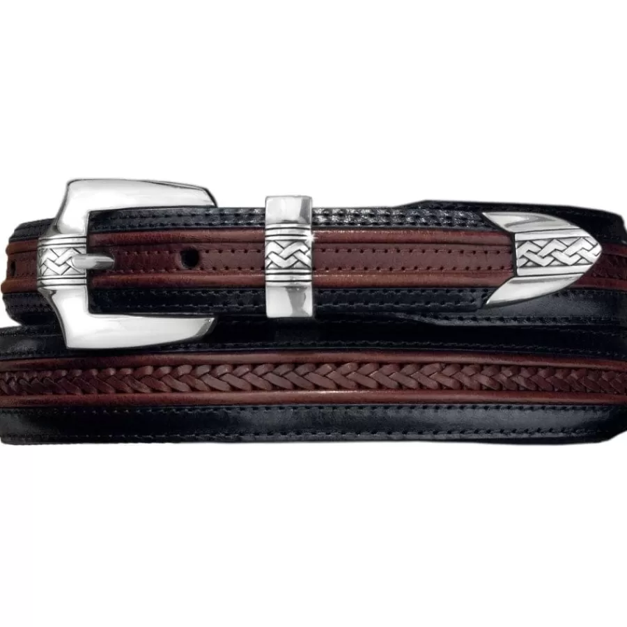 Men'S Belts & Wallets>Brighton Pinon Hills Inlay Lace Belt Black-Brown