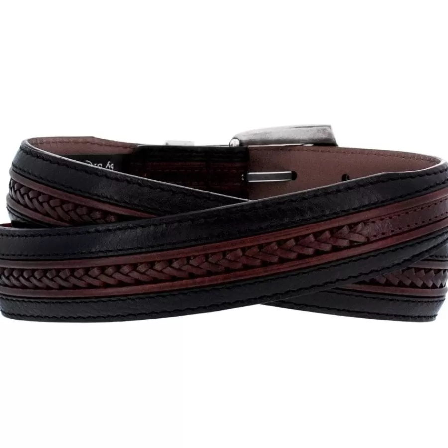 Men'S Belts & Wallets>Brighton Pinon Hills Inlay Lace Belt Black-Brown