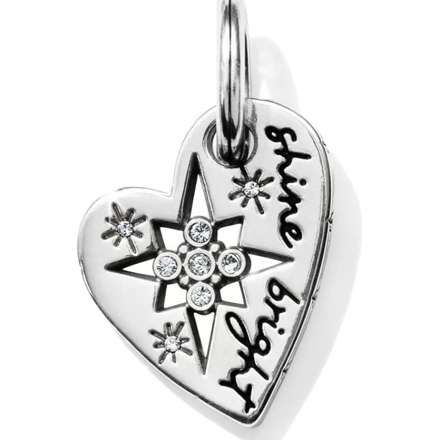 Charms>Brighton Pole Star Heart Charm Silver