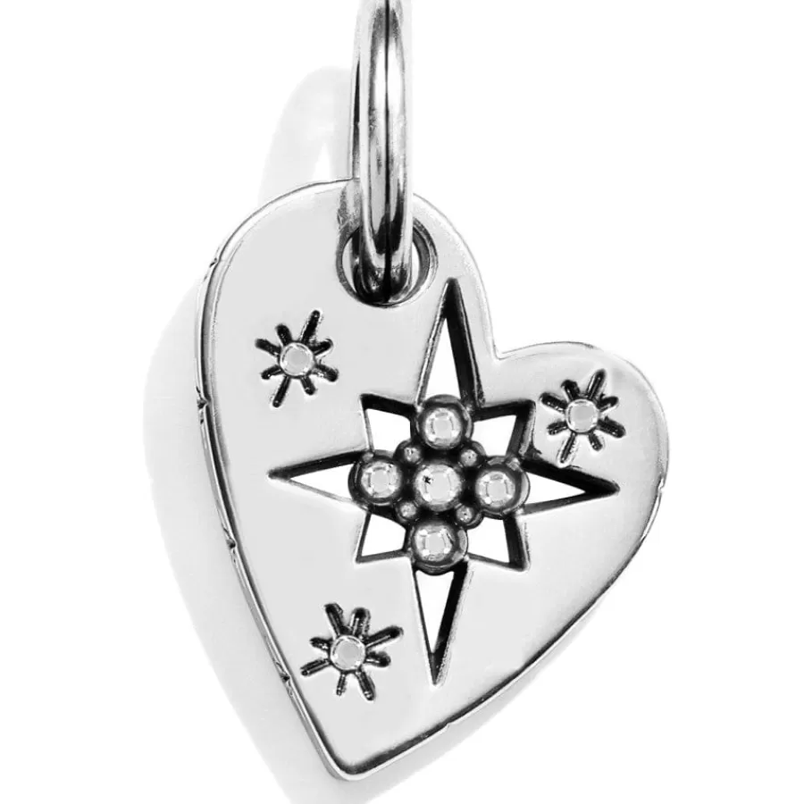 Charms>Brighton Pole Star Heart Charm Silver