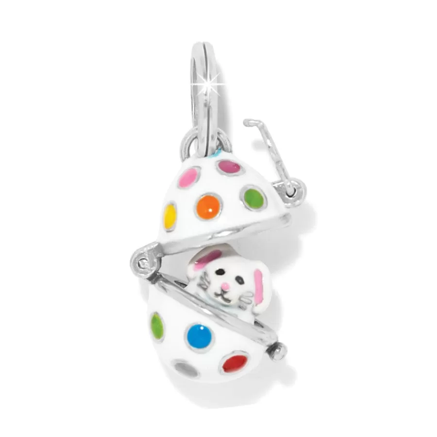 Charms>Brighton Polka Dot Easter Egg Charm White-Multi