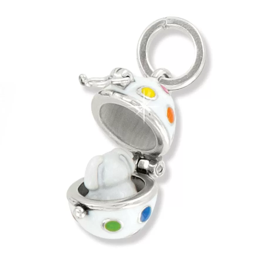 Charms>Brighton Polka Dot Easter Egg Charm White-Multi