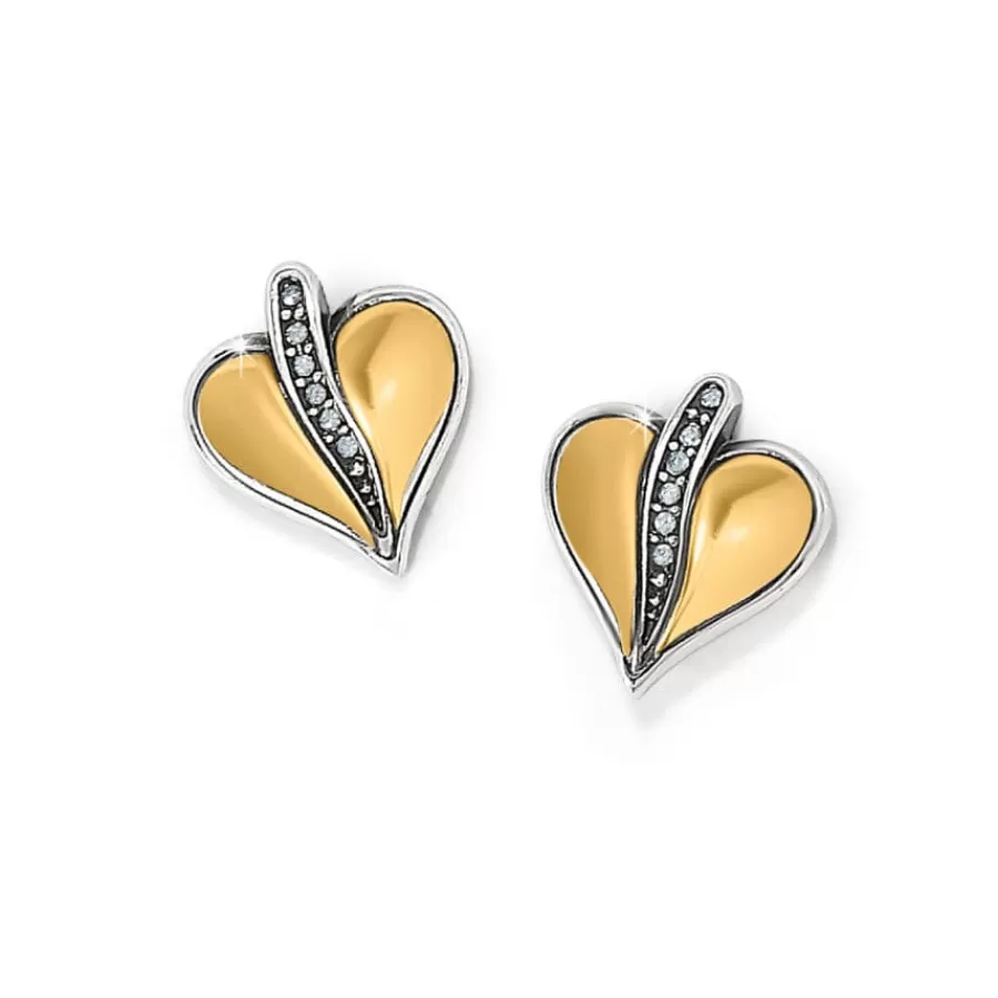 Earrings>Brighton Precious Heart Two Tone Post Earrings Silver-Gold