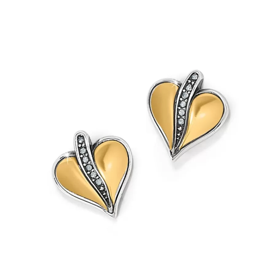 Earrings>Brighton Precious Heart Two Tone Post Earrings Silver-Gold