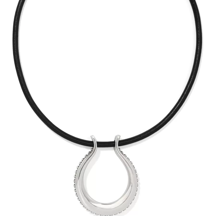 Necklaces>Brighton Pretty Tough Arch Leather Necklace Silver-Black