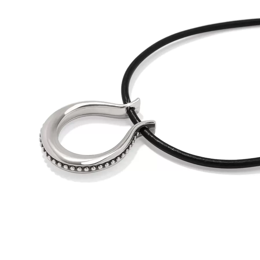 Necklaces>Brighton Pretty Tough Arch Leather Necklace Silver-Black