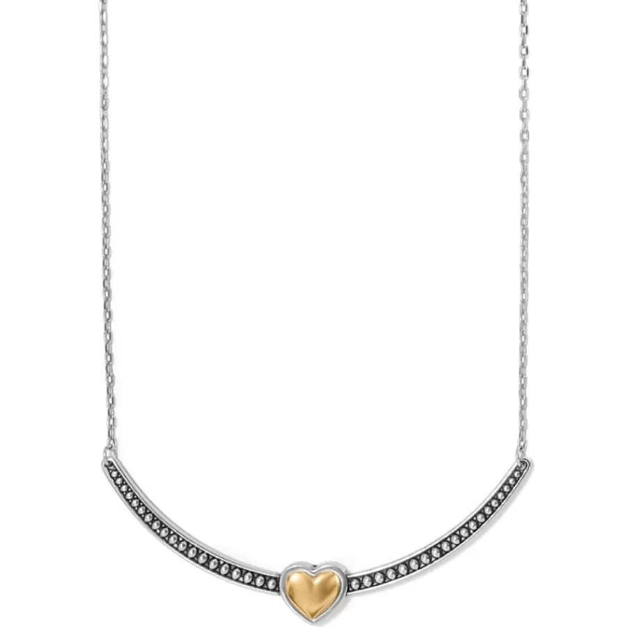 Necklaces>Brighton Pretty Tough Bold Two Tone Heart Bar Necklace Silver-Gold