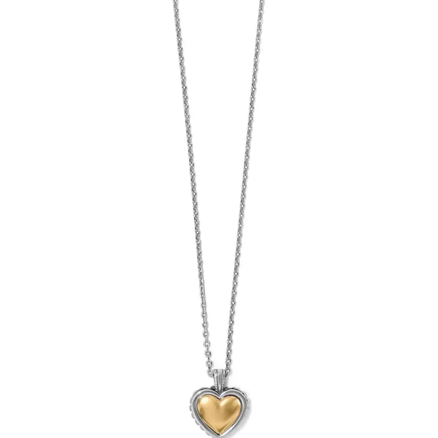 Necklaces>Brighton Pretty Tough Bold Two Tone Heart Petite Necklace Silver-Gold