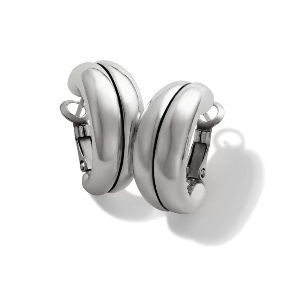 Earrings>Brighton Pretty Tough Groove Leverback Hoop Earrings Silver