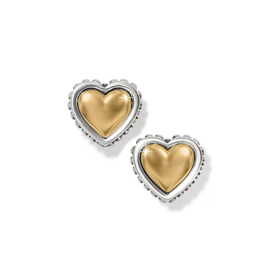 Earrings>Brighton Pretty Tough Petite Two Tone Heart Post Earrings Silver-Gold