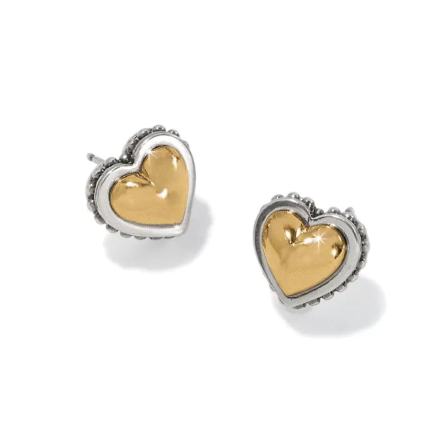 Earrings>Brighton Pretty Tough Petite Two Tone Heart Post Earrings Silver-Gold