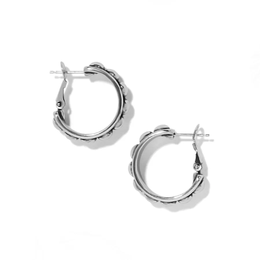 Earrings>Brighton Pretty Tough Stud Medium Leverback Hoop Earrings Silver