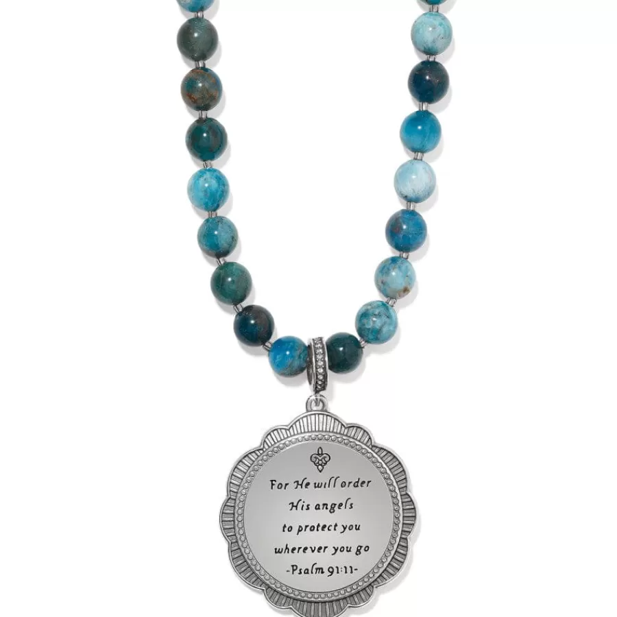 Necklaces>Brighton Protection Angel Medallion Necklace Silver-Blue