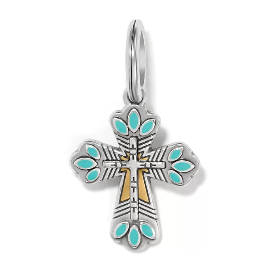 Charms>Brighton Pueblo Cross Charm Silver-Blue