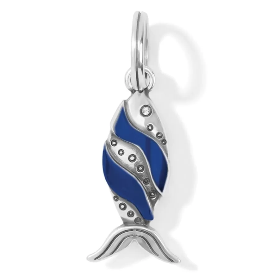 Charms>Brighton Retro Fish Charm Silver-Blue