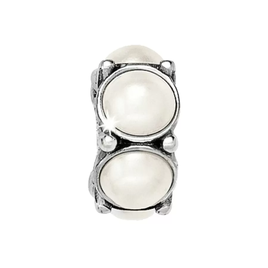 Beads & Spacers>Brighton Roundabout Bead Silver-Pearl