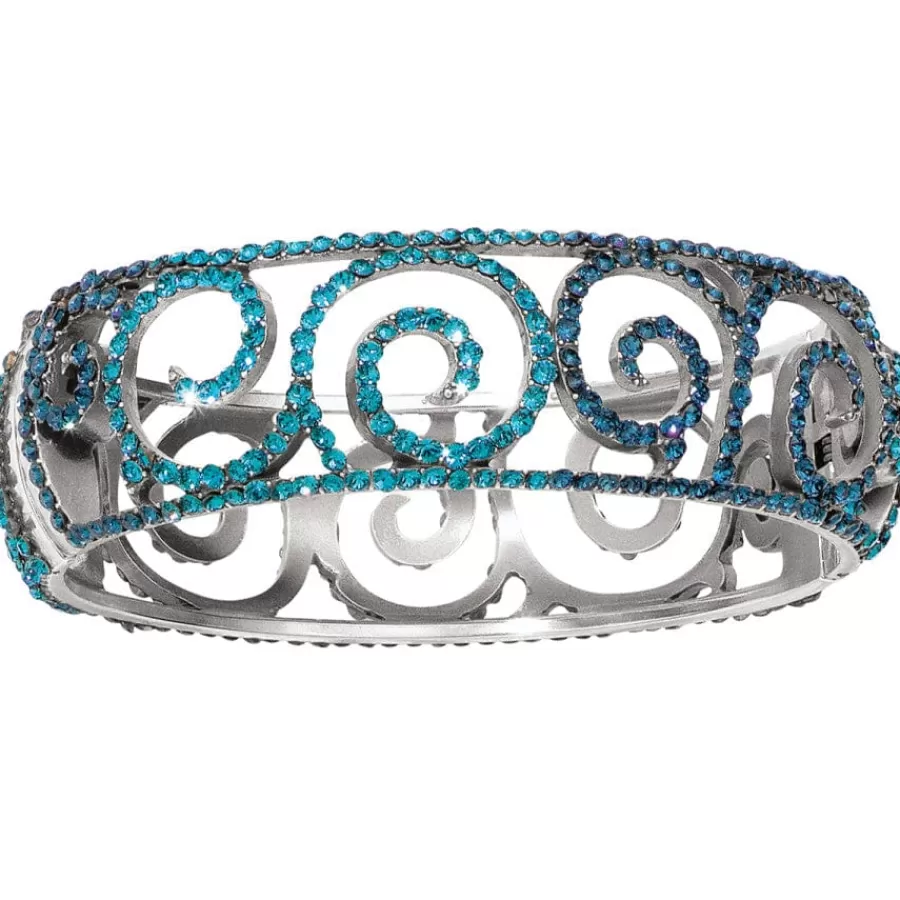 Bracelets>Brighton Sea of Love Crystal Hinged Bangle Silver-Blue