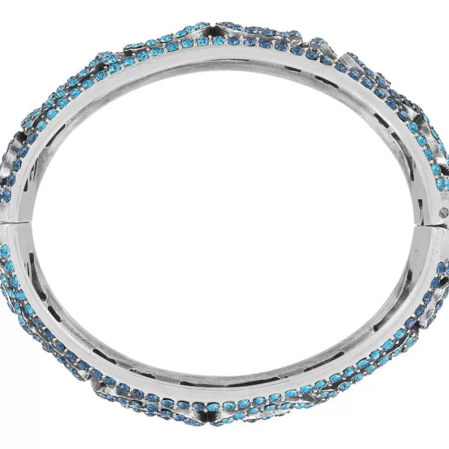 Bracelets>Brighton Sea of Love Crystal Hinged Bangle Silver-Blue