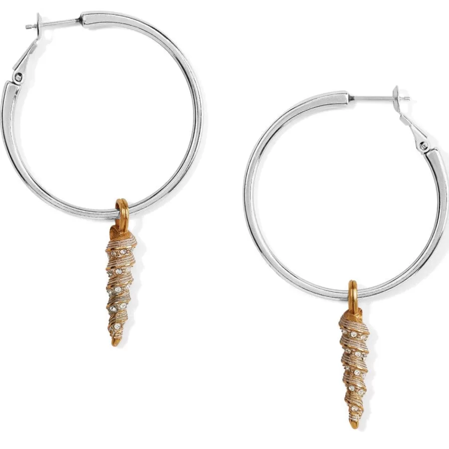 Earrings>Brighton Shells Charm Hoop Earrings Silver-Gold