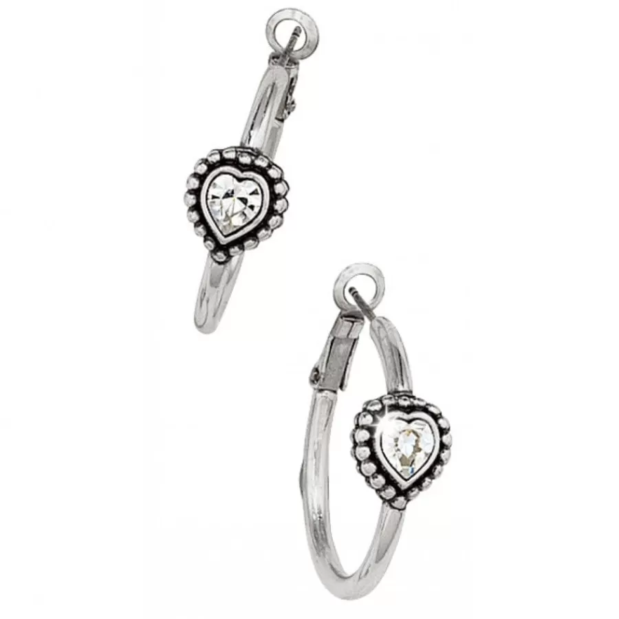 Earrings>Brighton Shimmer Heart Small Hoop Earrings Silver