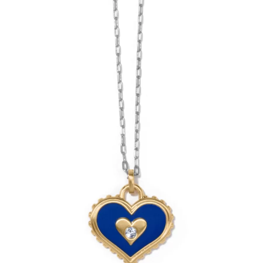 Necklaces>Brighton Simply Charming Giving Heart Necklace Gold-Blue