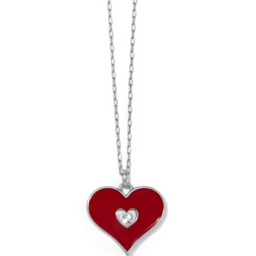 Necklaces>Brighton Simply Charming Love Necklace Silver-Red