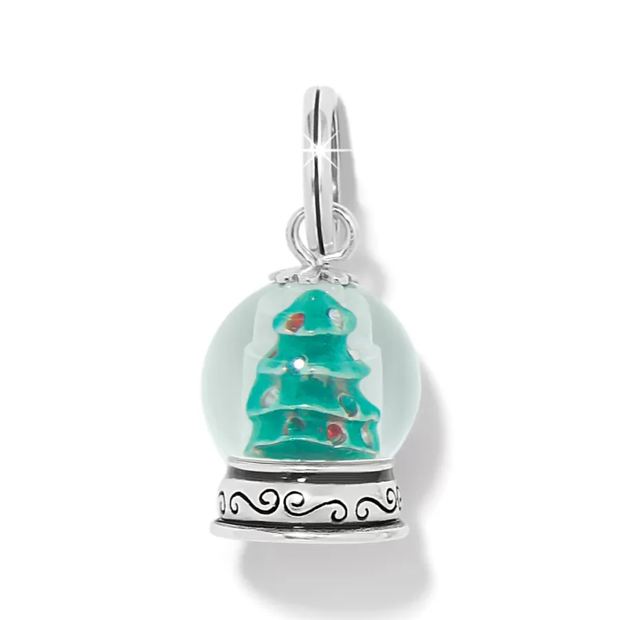 Charms>Brighton Snowglobe Christmas Tree Charm Silver-Green