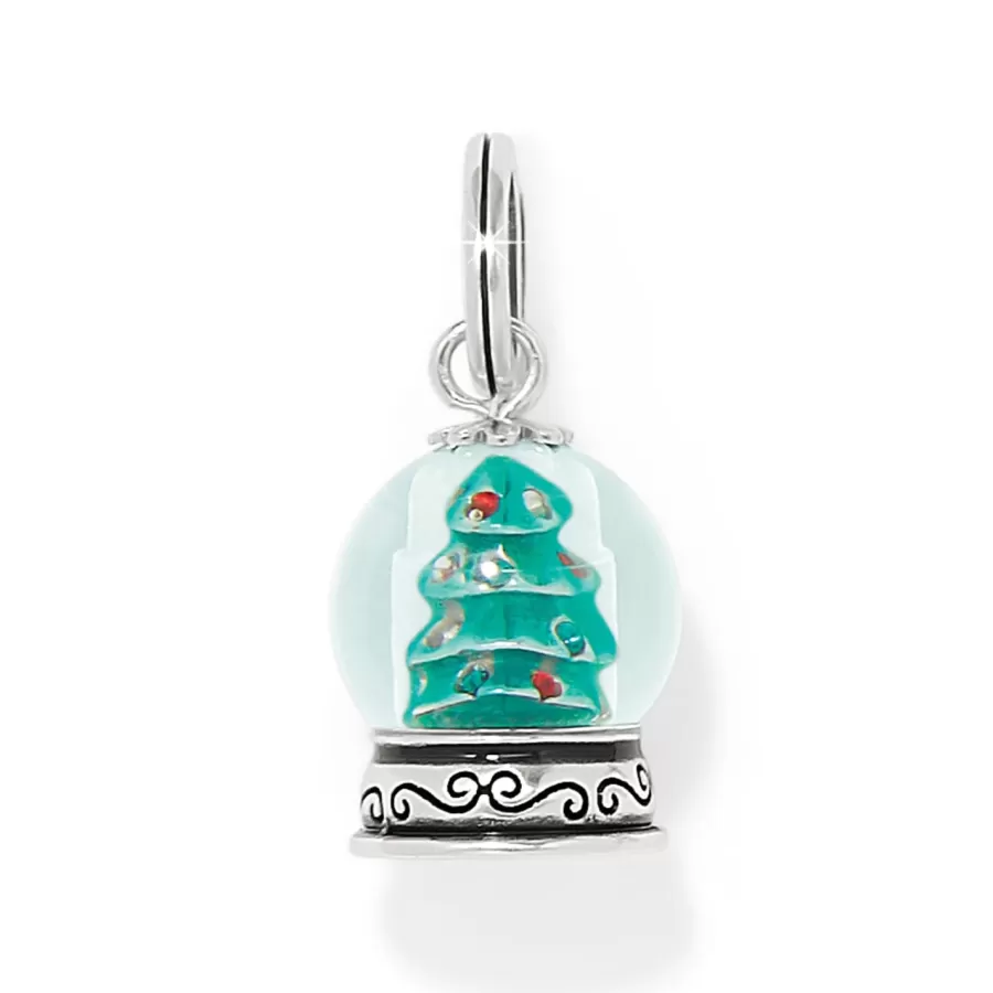 Charms>Brighton Snowglobe Christmas Tree Charm Silver-Green