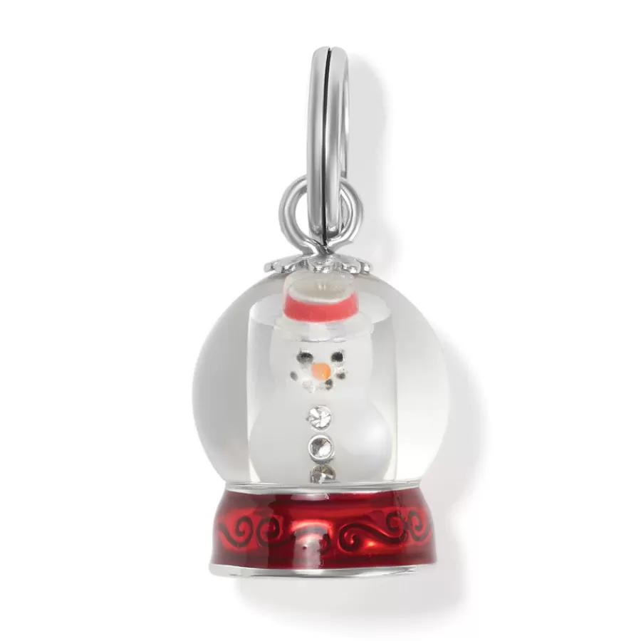 Charms>Brighton Snowglobe Snow Man Charm Silver-Multi