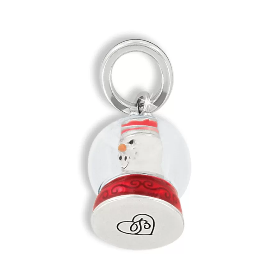 Charms>Brighton Snowglobe Snow Man Charm Silver-Multi