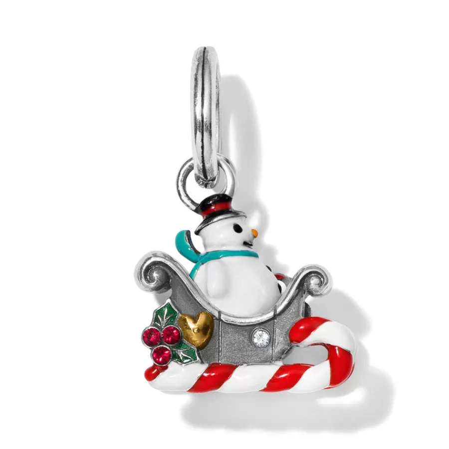 Charms>Brighton Snowman Sleigh Charm Silver-Multi