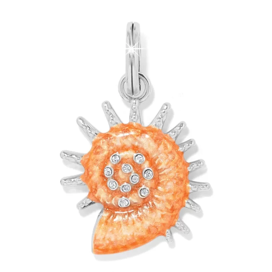 Charms>Brighton Sunburst Shell Charm Silver-Orange