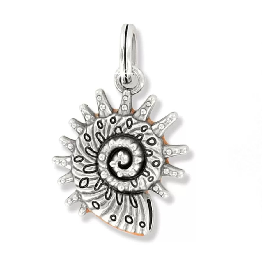 Charms>Brighton Sunburst Shell Charm Silver-Orange