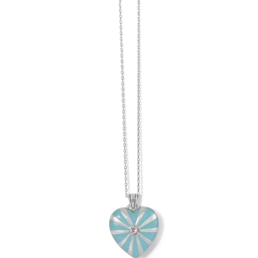 Necklaces>Brighton Sunray Heart Necklace Silver-Blue