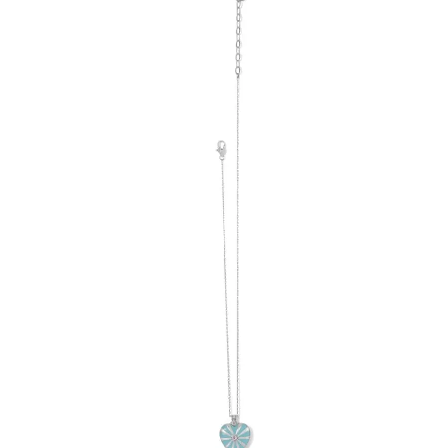 Necklaces>Brighton Sunray Heart Necklace Silver-Blue