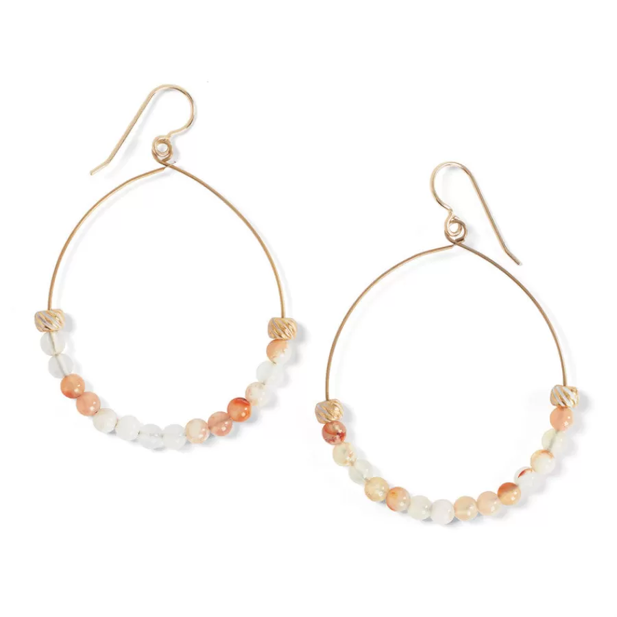 Earrings>Brighton Sunset Cove Hoop Earrings Gold-Pink