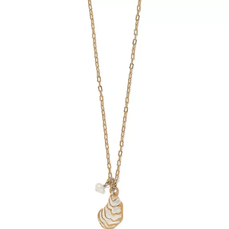 Necklaces>Brighton Sunset Cove Oyster Duo Necklace Gold-Pearl