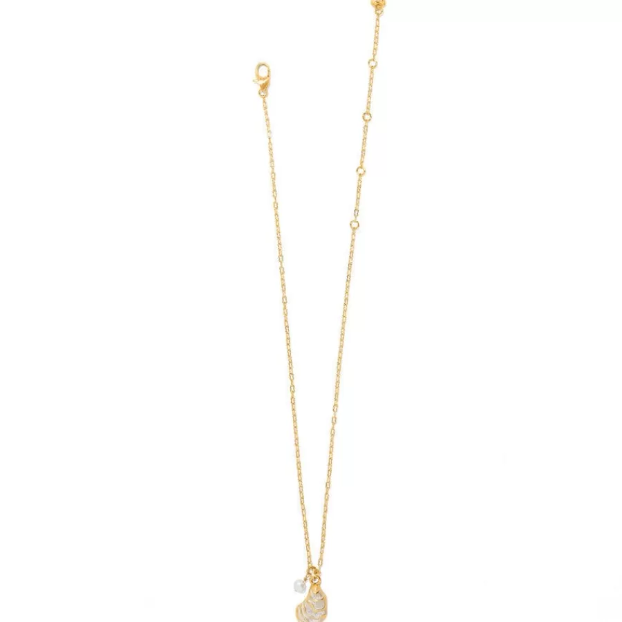 Necklaces>Brighton Sunset Cove Oyster Duo Necklace Gold-Pearl