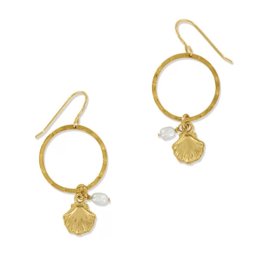 Earrings>Brighton Sunset Cove Pearl French Wire Earrings Gold-Pearl