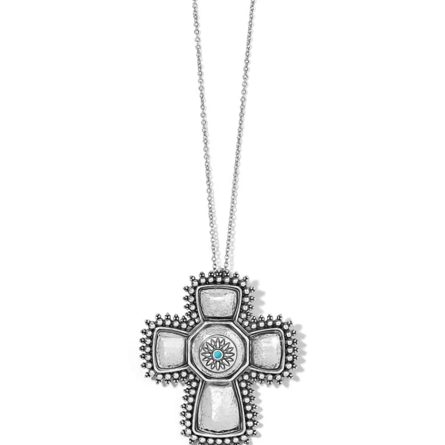 Necklaces>Brighton Telluride West Cross Necklace Silver-Turquoise