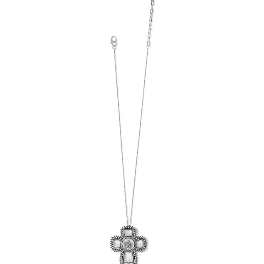 Necklaces>Brighton Telluride West Cross Necklace Silver-Turquoise