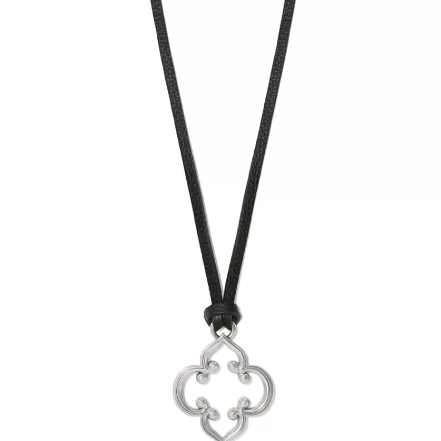 Necklaces>Brighton Toledo Leather Necklace Silver-Black