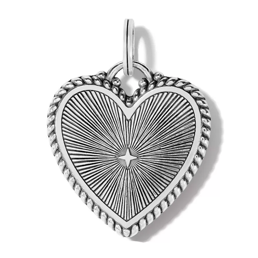 Charms>Brighton Treasured Heart Amulet Silver-Emerald