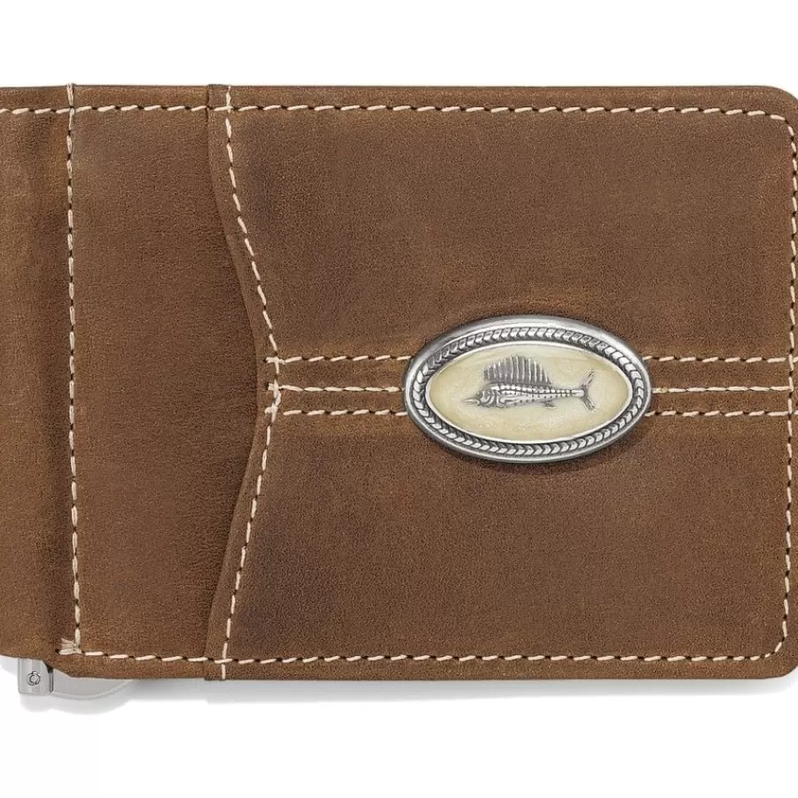 Men'S Belts & Wallets>Brighton Trinidad Deep Sea Money Clip Wallet Bark