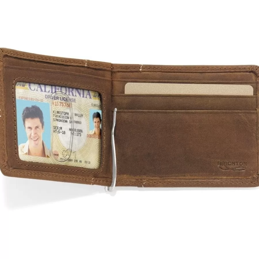 Men'S Belts & Wallets>Brighton Trinidad Deep Sea Money Clip Wallet Bark