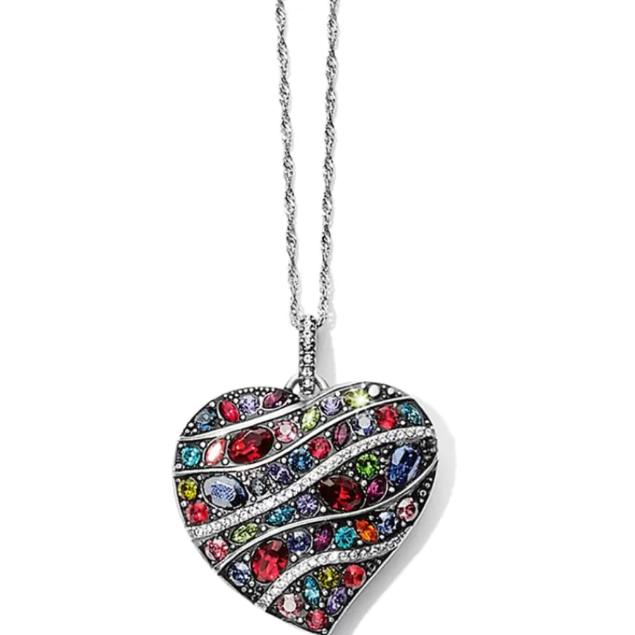 Necklaces>Brighton Trust Your Journey Convertible Reversible Large Heart Necklace Silver-Multi