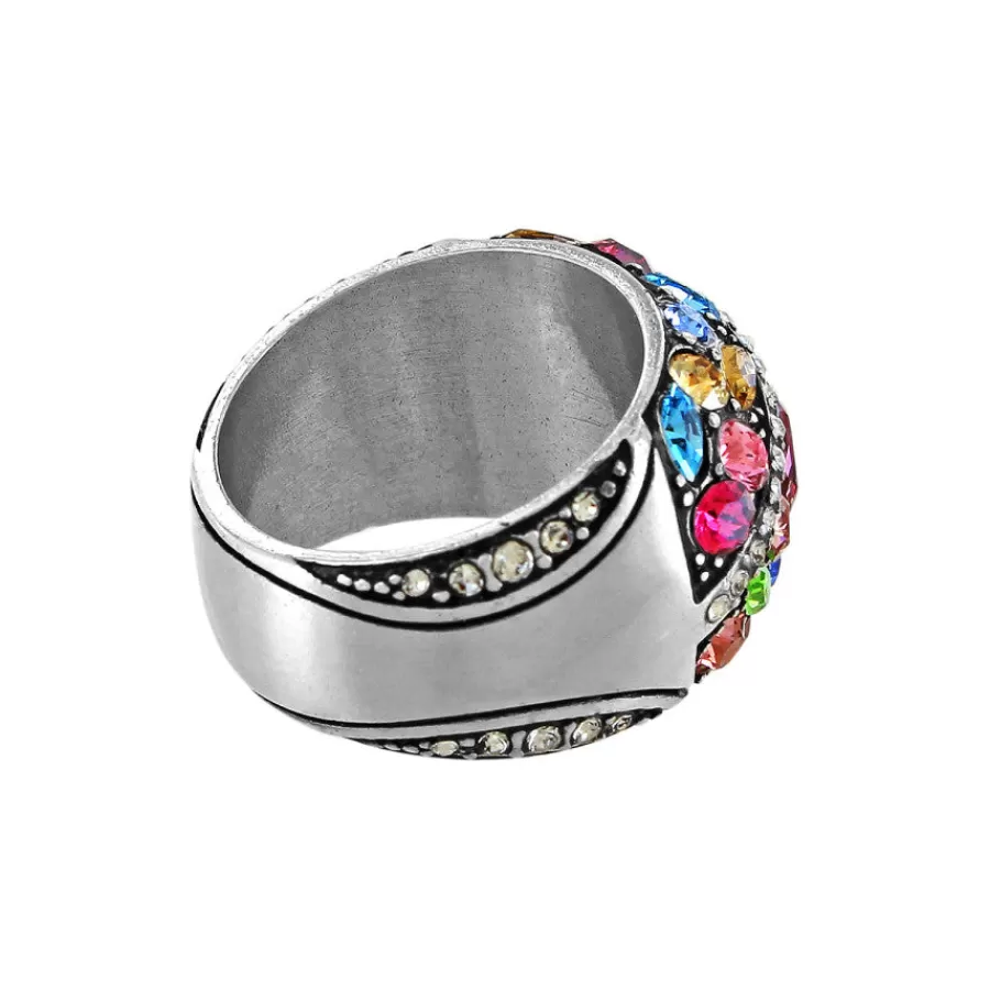 Rings>Brighton Trust Your Journey Multi Ring Silver-PastelMulti