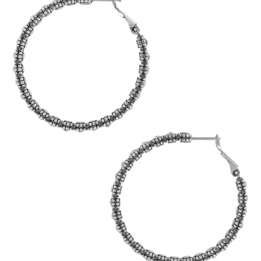 Earrings>Brighton Twinkle Splendor Medium Hoop Earrings Silver