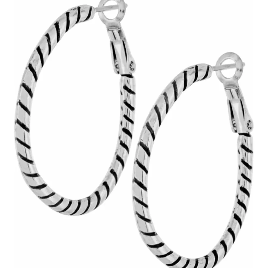 Charm Necklaces & Holders>Brighton Twist Oval Hoop Charm Earrings Silver