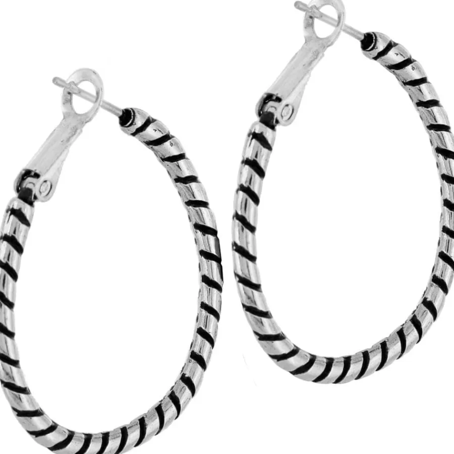 Charm Necklaces & Holders>Brighton Twist Oval Hoop Charm Earrings Silver